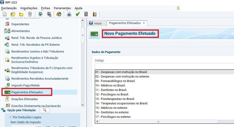 ir 2023 pagamentos efetuados educacao Estácio